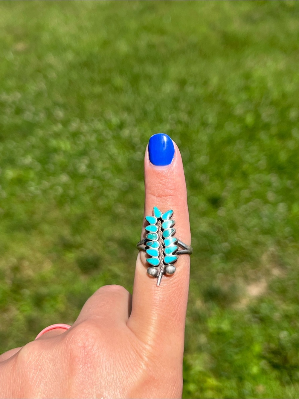 Turquoise Leaf Cluster Ring - Blue Green Accent